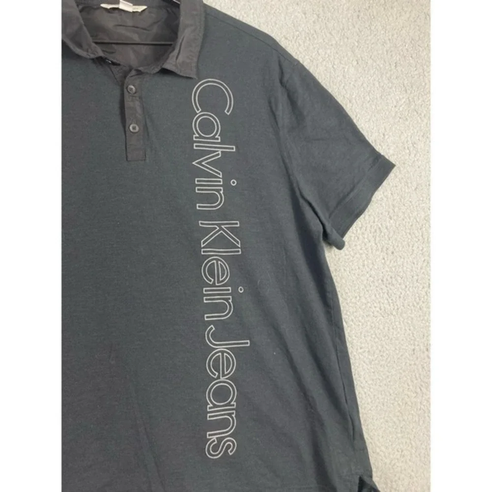 Gray Cotton Polo Shirt Calvin Klein Jeans Men XL Casual Streetwear Classic Fit‎